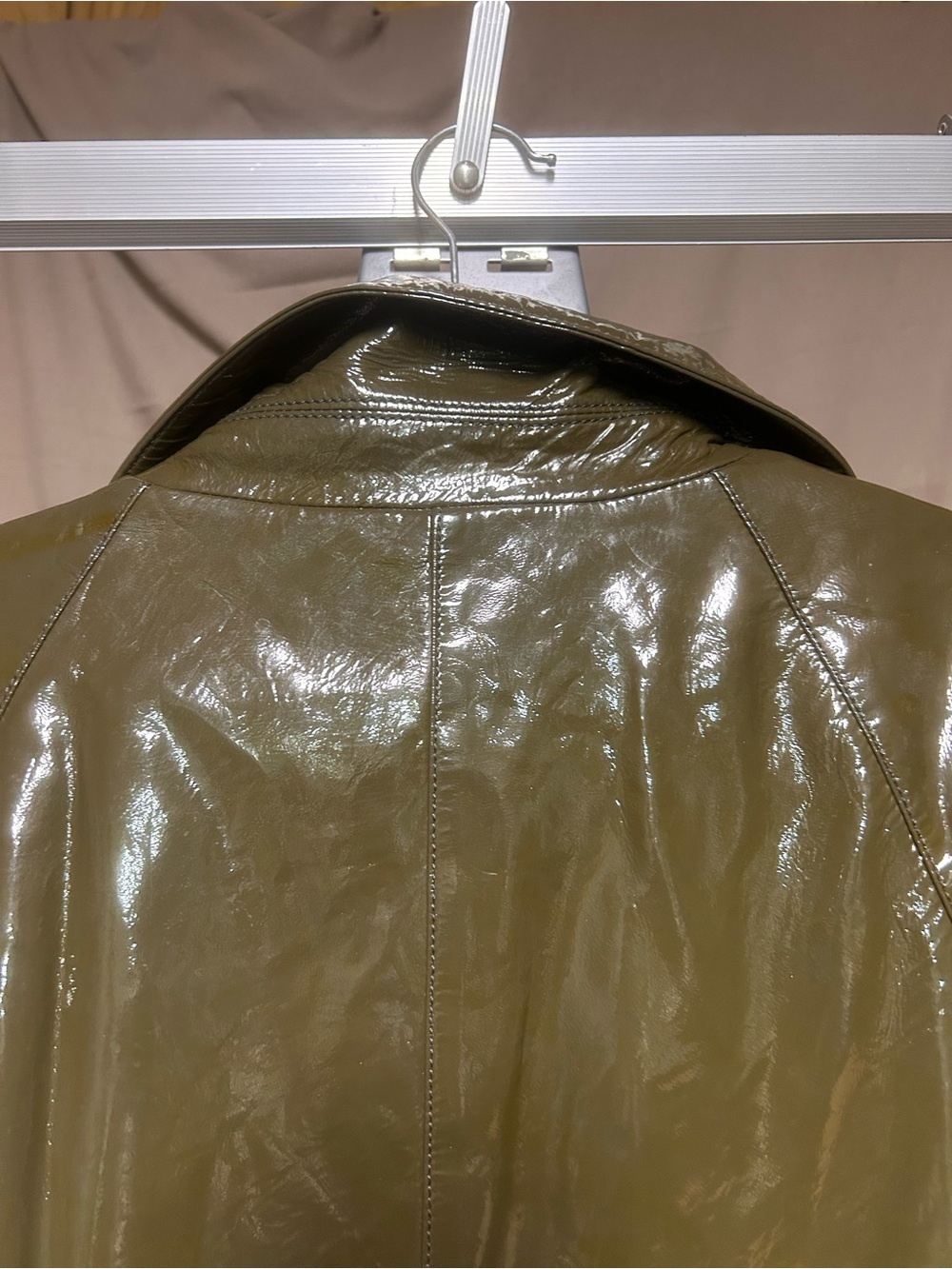 Authentic Prada elephant grey (green)Patent Trench Coat with flaws - Picture 15 of 16